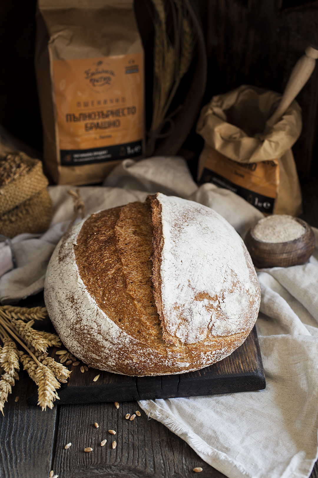 Пълнозърнест квас хляб с квас