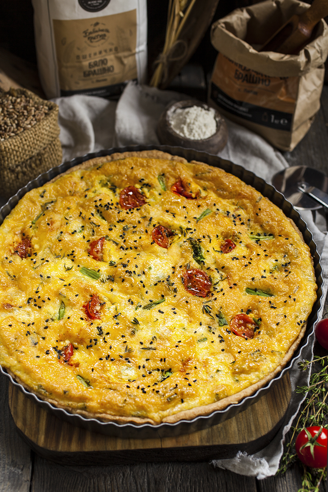 Киш с чери домати и сирене