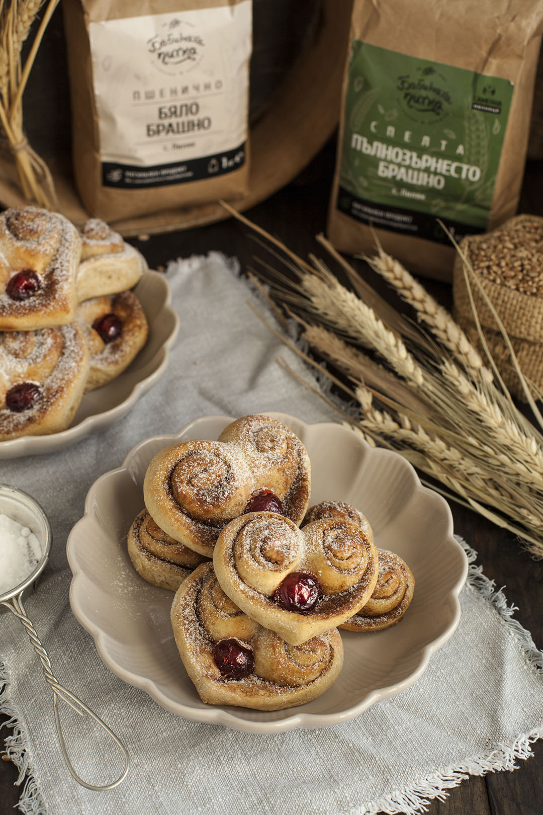 Канелени рулца с форма на сърце